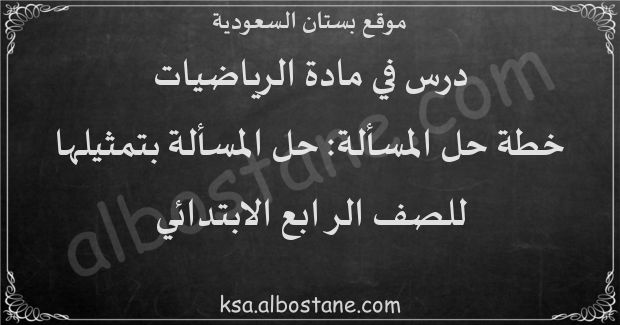 درس خطة حل المسألة: حل المسألة بتمثيلها للصف الرابع الابتدائي