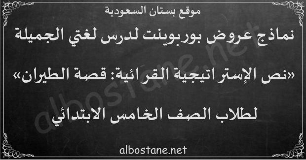 درس نص الإستراتيجية القرائية: قصة الطيران للصف الخامس الابتدائي